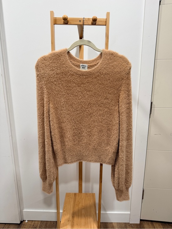 Sunday Best Sweaters - Sunday Best Plush Crewneck Sweater in Camel Brown